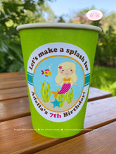 Load image into Gallery viewer, Mermaid Swimming Birthday Party Beverage Cups Paper Drink Girl Pink Pool Tropical Fish Sea Splash Ocean Boogie Bear Invitations Adella Theme