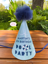 Load image into Gallery viewer, Swimming Pool Birthday Party Hat Pom Honoree Splash Bash Swim Blue Kids Green Ocean Water Inner Tube Boogie Bear Invitations Martin Theme