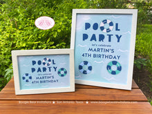 Load image into Gallery viewer, Swimming Pool Birthday Party Sign Poster Splash Bash Swim Blue Kids Green Ocean Wave Water Inner Tube Boogie Bear Invitations Martin Theme