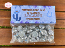 Load image into Gallery viewer, Blue Cowboy Baby Shower Treat Bag Toppers Folded Favor Ranch Boots Hat Cactus Paisley Brown Country Boy Boogie Bear Invitations Logan Theme