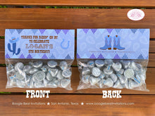 Load image into Gallery viewer, Blue Cowboy Baby Shower Treat Bag Toppers Folded Favor Ranch Boots Hat Cactus Paisley Brown Country Boy Boogie Bear Invitations Logan Theme