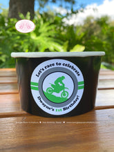 Load image into Gallery viewer, Green Dirt Bike Birthday Party Treat Cups Candy Buffet Paper Appetizer Black Racing Motocross Enduro Boogie Bear Invitations Dwayne Theme