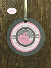 Load image into Gallery viewer, Pink ATV Baby Shower Party Favor Tags Girl Party Grey Gray Silver Glitter 4 Wheeler Stripe Quad Racing Boogie Bear Invitations Adelle Theme