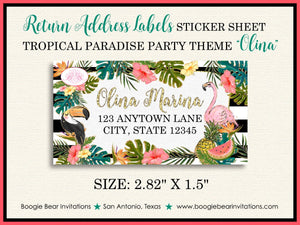Tropical Paradise Birthday Party Invitation Flamingo Pineapple Watermelon Boogie Bear Invitations Olina Theme Paperless Printable Printed