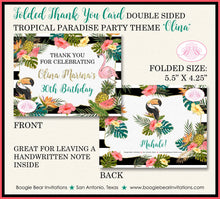 Load image into Gallery viewer, Tropical Paradise Birthday Party Thank You Card Girl Flamingo Toucan Pineapple Watermelon Hawaii Boogie Bear Invitations Olina Theme Printed