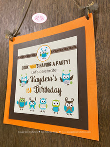 Forest Owls Birthday Party Door Banner Girl Boy Retro Woodland Birds Rustic Vintage Animals Hoot Fly Boogie Bear Invitations Kayden Theme