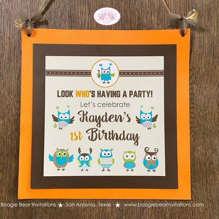 Forest Owls Birthday Party Door Banner Girl Boy Retro Woodland Birds Rustic Vintage Animals Hoot Fly Boogie Bear Invitations Kayden Theme