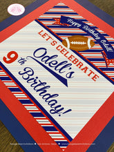 Load image into Gallery viewer, Football Birthday Party Door Banner Sports Red Blue Silver Touchdown Game Time Quarterback Team Stripe Boogie Bear Invitations Odell Theme