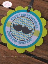 Load image into Gallery viewer, Mustache Bash Baby Shower Favor Tags Boy Happy Circle Little Man Chevron Lime Green Blue Grey Mister Mr Boogie Bear Invitations Remy Theme