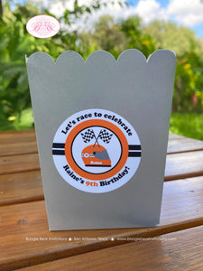 Orange Dirt Bike Party Popcorn Boxes Mini Food Buffet Birthday Silver Black Racing Motocross Race Enduro Boogie Bear Invitations Raine Theme