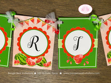 Load image into Gallery viewer, Red Watermelon Happy Birthday Party Banner Green One Melon Sweet Fruit Summer Girl Boy Picnic Dessert Boogie Bear Invitations Marlene Theme