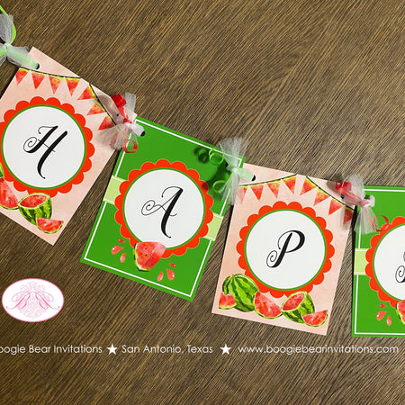 Red Watermelon Happy Birthday Party Banner Green One Melon Sweet Fruit Summer Girl Boy Picnic Dessert Boogie Bear Invitations Marlene Theme
