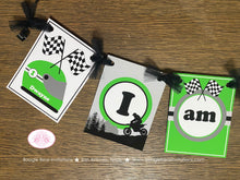 Load image into Gallery viewer, Dirt Bike I am 1 Highchair Party Banner Birthday Small Green Black Gray Grey Boy Girl Mountain 1st 2nd Boogie Bear Invitations Dwayne Theme