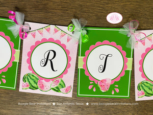 Pink Watermelon Happy Birthday Party Banner Green One Melon Two Sweet Fruit Summer Girl Picnic Dessert Boogie Bear Invitations Darlene Theme