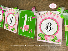 Load image into Gallery viewer, Pink Watermelon Happy Birthday Party Banner Green One Melon Two Sweet Fruit Summer Girl Picnic Dessert Boogie Bear Invitations Darlene Theme