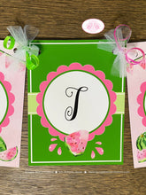 Load image into Gallery viewer, Pink Watermelon Happy Birthday Party Banner Green One Melon Two Sweet Fruit Summer Girl Picnic Dessert Boogie Bear Invitations Darlene Theme