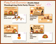 Load image into Gallery viewer, Thanksgiving Owls Birthday Party Card Favor Tent Place Food Tag Boy Girl Fall Harvest Autumn Pumpkin Boogie Bear Invitations Rylan Theme