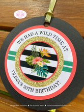 Load image into Gallery viewer, Tropical Paradise Party Favor Tags Birthday Girl Flamingo Toucan Pineapple Watermelon Teal Gold Coral Boogie Bear Invitations Olina Theme