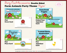 Load image into Gallery viewer, Farm Animals Birthday Favor Party Card Tent Place Girl Boy Country Red Barn Cow Pig Horse Chick Boogie Bear Invitations Peyton Theme Printed