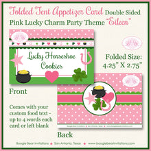 Load image into Gallery viewer, Pink Lucky Charm Birthday Favor Party Card Appetizer Tent Place Food Tag St. Patrick&#39;s Day Shamrock Boogie Bear Invitations Eileen Theme
