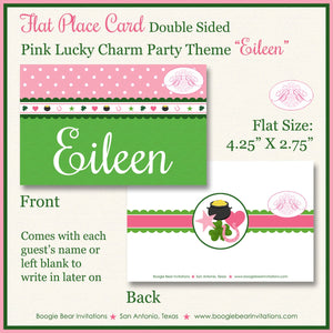 Pink Lucky Charm Birthday Favor Party Card Appetizer Tent Place Food Tag St. Patrick's Day Shamrock Boogie Bear Invitations Eileen Theme