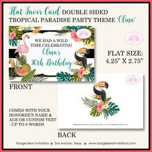Load image into Gallery viewer, Tropical Paradise Birthday Party Card Favor Tent Place Food Tag Girl Flamingo Toucan Teal Gold Coral Boogie Bear Invitations Olina Theme