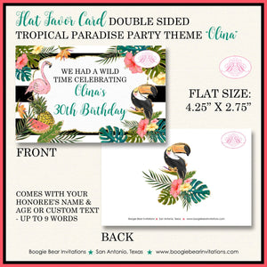 Tropical Paradise Birthday Party Card Favor Tent Place Food Tag Girl Flamingo Toucan Teal Gold Coral Boogie Bear Invitations Olina Theme