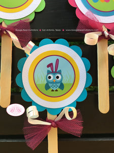 Spring Easter Owls Birthday Party Package Pastel Pink Boy Girl Egg Hunt Decorating Basket Garden Picnic Boogie Bear Invitations Lottie Theme