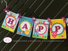 Load image into Gallery viewer, Easter Owls Happy Birthday Party Banner Girl Boy Woodland Animals Pastel Egg Hunt Decorating Painting Boogie Bear Invitations Lottie Theme