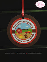 Load image into Gallery viewer, Farm Pumpkin Birthday Party Favor Tags Harvest Truck Pumpkin Barn Boy Girl Country Autumn Red Tractor Boogie Bear Invitations Donovan Theme