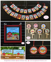 Load image into Gallery viewer, Fall Farm Birthday Party Package Pumpkin Girl Boy Autumn Red Barn Country Ranch Tractor Truck Pumpkin Boogie Bear Invitations Donovan Theme