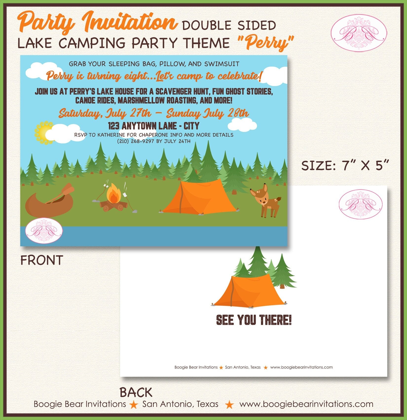 Lake Camping Birthday Party Invitation Forest Boogie Bear Invitations lake-camping-birthday-party-invitation-forest-boogie-bear-invitations
