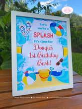 Load image into Gallery viewer, Splash Bash Birthday Party Sign Poster Swimming Boy Girl Swimming Pool Beach Ball Ocean Wave Swim Kids Boogie Bear Invitations Douglas Theme
