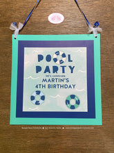 Load image into Gallery viewer, Swimming Pool Birthday Party Package Splash Bash Swim Blue Kids Green Ocean Wave Water Inner Tube Beach Boogie Bear Invitations Martin Theme