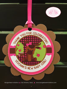 Little Moose Baby Shower Favor Tags Pink Forest Girl Woodland Animals Calf Party Lumberjack Plaid Fall Boogie Bear Invitations Viviana Theme