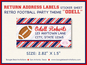 Football Red Blue Birthday Party Invitation High School Team Pro Sports Game Boogie Bear Invitations Odell Theme Paperless Printable Printed