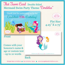 Load image into Gallery viewer, Mermaid Birthday Party Favor Card Appetizer Place Girl Pool Swimming Under the Sea Splash Ocean Swim Boogie Bear Invitations Cordelia Theme