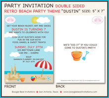 Load image into Gallery viewer, Retro Beach Birthday Party Invitation Swimming Ocean Pool Splash Girl Boy Boogie Bear Invitations Paperless Printable Printed Dustin Theme