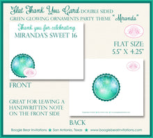Load image into Gallery viewer, Green Glowing Ornament Party Thank You Cards Birthday Aqua Turquoise Green Blue Girl Teal Star Boogie Bear Invitations Miranda Theme Printed