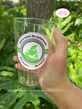 Load image into Gallery viewer, Green Dirt Bike Birthday Party Beverage Cups Plastic Drink Black Silver Black Racing Motocross Enduro Boogie Bear Invitations Dwayne Theme