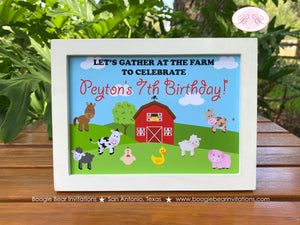 Farm Animals Birthday Party Sign Poster Girl Boy Red Barn Summer Country Petting Zoo Cow Pig Horse Duck Boogie Bear Invitations Peyton Theme