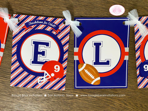 Football Birthday Party Banner Red Blue Touchdown Game Sports Tackle Ball Pro Team Boy Girl Helmet Pass Boogie Bear Invitations Odell Theme
