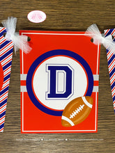 Load image into Gallery viewer, Football Birthday Party Banner Red Blue Touchdown Game Sports Tackle Ball Pro Team Boy Girl Helmet Pass Boogie Bear Invitations Odell Theme
