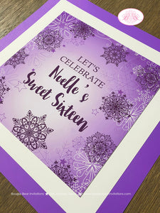 Purple Snowflake Birthday Party Door Banner Winter Star Snow Elegant Girl Christmas Sweet 16 Lavender Boogie Bear Invitations Noelle Theme