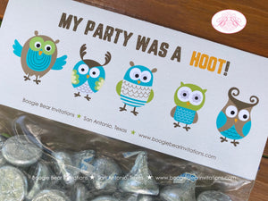 Forest Owls Birthday Party Treat Bag Toppers Folded Favor Girl Boy Retro Woodland Birds Rustic Vintage Boogie Bear Invitations Kayden Theme