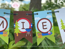 Load image into Gallery viewer, Lake Party Pennant Cake Banner Topper Birthday Sailing Trees Forest Park Boy Girl Fishing Swimming Swim Boogie Bear Invitations Jamie Theme