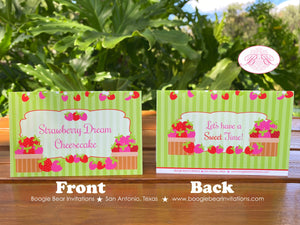 Sweet Strawberry Birthday Party Package Pink Red Girl Stripe Berry Summer Vine Crate Picking Picnic Boogie Bear Invitations Felicity Theme