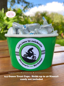 Green Dirt Bike Birthday Party Treat Cups Candy Buffet Paper Appetizer Black Racing Motocross Enduro Boogie Bear Invitations Dwayne Theme