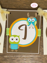 Load image into Gallery viewer, Forest Owls Happy Birthday Banner Party Girl Boy Retro Woodland Birds Rustic Vintage Animals Hoot Fly Boogie Bear Invitations Kayden Theme
