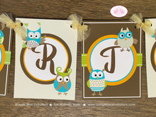 Load image into Gallery viewer, Forest Owls Happy Birthday Banner Party Girl Boy Retro Woodland Birds Rustic Vintage Animals Hoot Fly Boogie Bear Invitations Kayden Theme